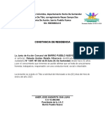 Constancia de Residencia Barrio Pueblo Nuevo