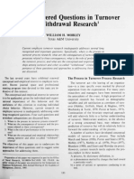 Some Unanswered Questions in Turnover and Withdrawal Research