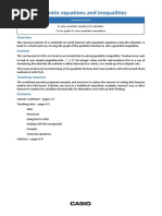 Quadratic Equations and Inequalities Worksheet FX CG50