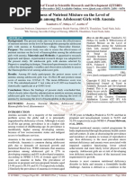 Effectiveness of Nutrient Mixture On The Level of Haemoglobin Among The Adolescent Girls With Anemia