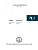 Thermodynamics II Lab Report Submit To