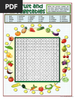 Fruit and Vegetables Wordsearch