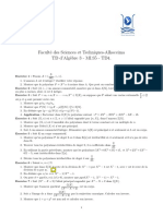 Faculté Des Sciences Et Techniques-Alhoceima TD D'algèbre 3 - MI.S5 - TD4