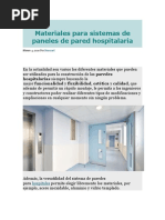 Materiales para Sistemas de Paneles de Pared Hospitalaria