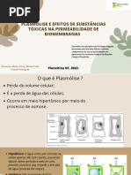 Plasmólise e Efeitos de Substâncias Tóxicas Na Permeabilidade de Biomembranas