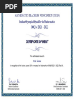 Arpit Kumar IOQM-2021 - 2022 Merit Cert