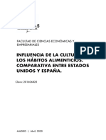 Influencia de La Cultura en Los Habitos Alimenticios. Comparativa Entre Estados Unidos y Espana. 201606825