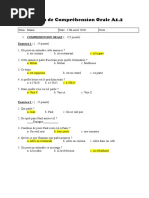 Examen de Compréhension Orale A1 Ans