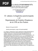 El Cáñamo, La Lingüística Puertorriqueña y El Departamento de Estudios Hispánicos de La UPR en Río Piedras (2004) Por El Dr. Rafael Andrés Escribano