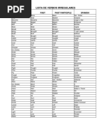 Lista de Verbos Irregulares