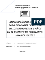 Modelo Lógico en Salud para Disminuir La Anemia en Los Menores de 3 Años en El Distrito de Pilcomayo