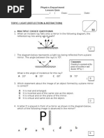 Reflection and Refraction Ans