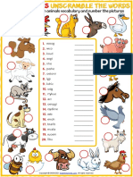 Farm Animals Vocabulary Esl Unscramble The Words Worksheet For Kids