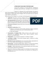 Criteria For Selecting Heat Exchanger