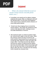 Assignment: 1-What Is The Rationale Behind The Mesial Rest Concept in Distal Extension Removable Partial Denture Cases ?