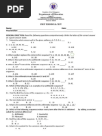 1st Periodical Test in Math - SY 2022-2023