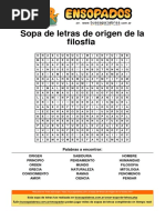 Sopa de Letras de Origen de La Filosfia