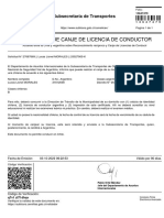 Certificado de Canje de Licencia de Conductor: Subsecretaría de Transportes