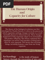 The Human Origin and Capacity For Culture