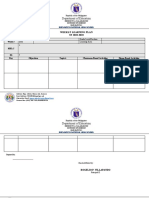 Department of Education: Weekly Learning Plan SY 2022-2023