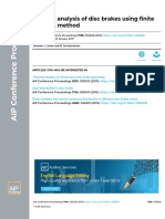 Thermal Analysis of Disc Brakes Using Finite Element Method: Articles You May Be Interested in