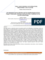 The Opposition Between Realism and Non-Justificationism in Karl Popper's Rationality of Science: in Search of The Conditions For The Growth of Knowledge