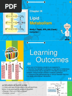 Chapter Ix - Mechanism of Lipids Metabolism