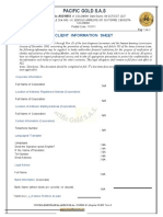 Pacific Gold S.A S: Client Information Sheet