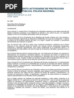 Reglamento Que Norma Las Actividades de Proteccion Publica Que Desempena La Policia Nacional en Cumplimiento de Su Mision y Quehacer Fundamenta