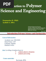 Introduction To Polymer Science and Engineering - I - 2014