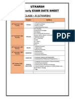 11th UT Half Yearly Syllabus & Schedule