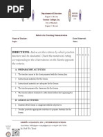 Rubrics For DEMO Teaching