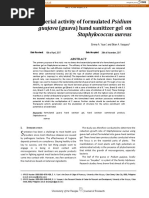 Antibacterial Activity of Formulated Psidium: Guajava (Guava) Hand Sanitizer Gel On Staphylococcus Aureus