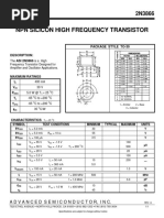 NPN Silicon High Frequency Transistor: Package Style To-39