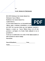 Carta de Intento de Matrimonio de Luis Antonio Almonte Sosa