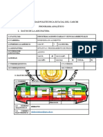 Programa Analítico Procesamiento de Productos Apícolas 7B