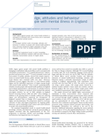 Public Knowledge Attitudes and Behaviour Regarding People With Mental Illness in England 2009 2012