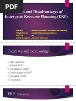 Advantages and Disadvantages of Enterprise Resource Planning. (ERP)