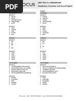 Focus3 2E Unit Test Vocabulary Grammar UoE Unit5 GroupA B ANSWERS