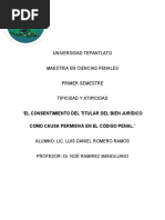 El Consentimiento Del Titular Del Bien Jurídico Como Causa Permisiva en El Código Penal