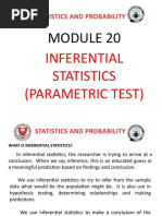 Module 20 Inferential Statistics (Parametric Test)