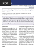 Detection and Tracking of Vehicles Using License Plate Recognition