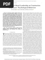 The Impact of Moral Leadership On Construction Employees' Psychological Behaviors