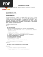 Descriptivo de Puesto CAJERO DESPACHADOR.