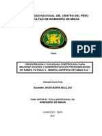 "Perforación Y Voladura Controlada para Mejorar Avance Y Sobrerotura en Profundización de Rampa Patrick V - Minera Aurífera Retamas S.A