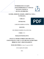 Derecho Agrario - ENSAYO ACADEMICO SOBRE EL RECURSO AGUA, CONSTANTES EN LA CRE Y LA LEY ORGÁNICA DE RECURSOS HÍDRICOS. USOS Y APROVECHAMIENTO