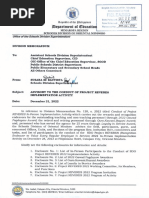 Advisory To The Conduct of Project Reveres Implementation Activity