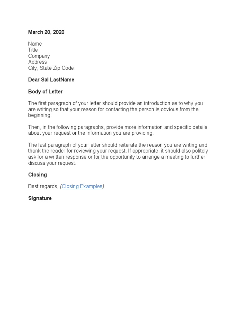 Sample Letter | PDF