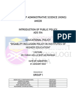 Group 1 (Education Policy) Writing Report