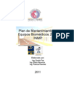 Plan de Mantenimiento de Equipos Biomédicos 2011 Inmp: Elaborado Por